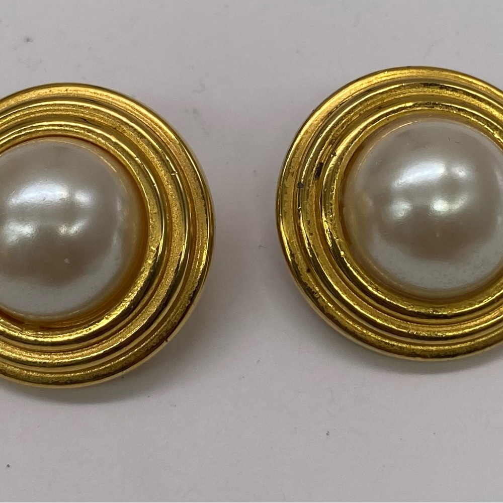Carolee Gold and Pearl Earrings